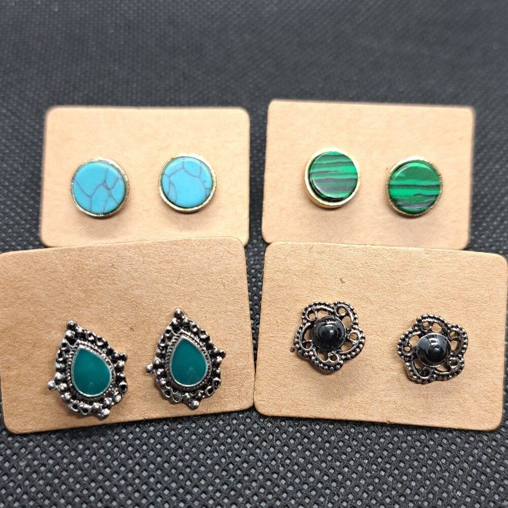 4 Pairs of Stud Earrings- Western Boho Designs